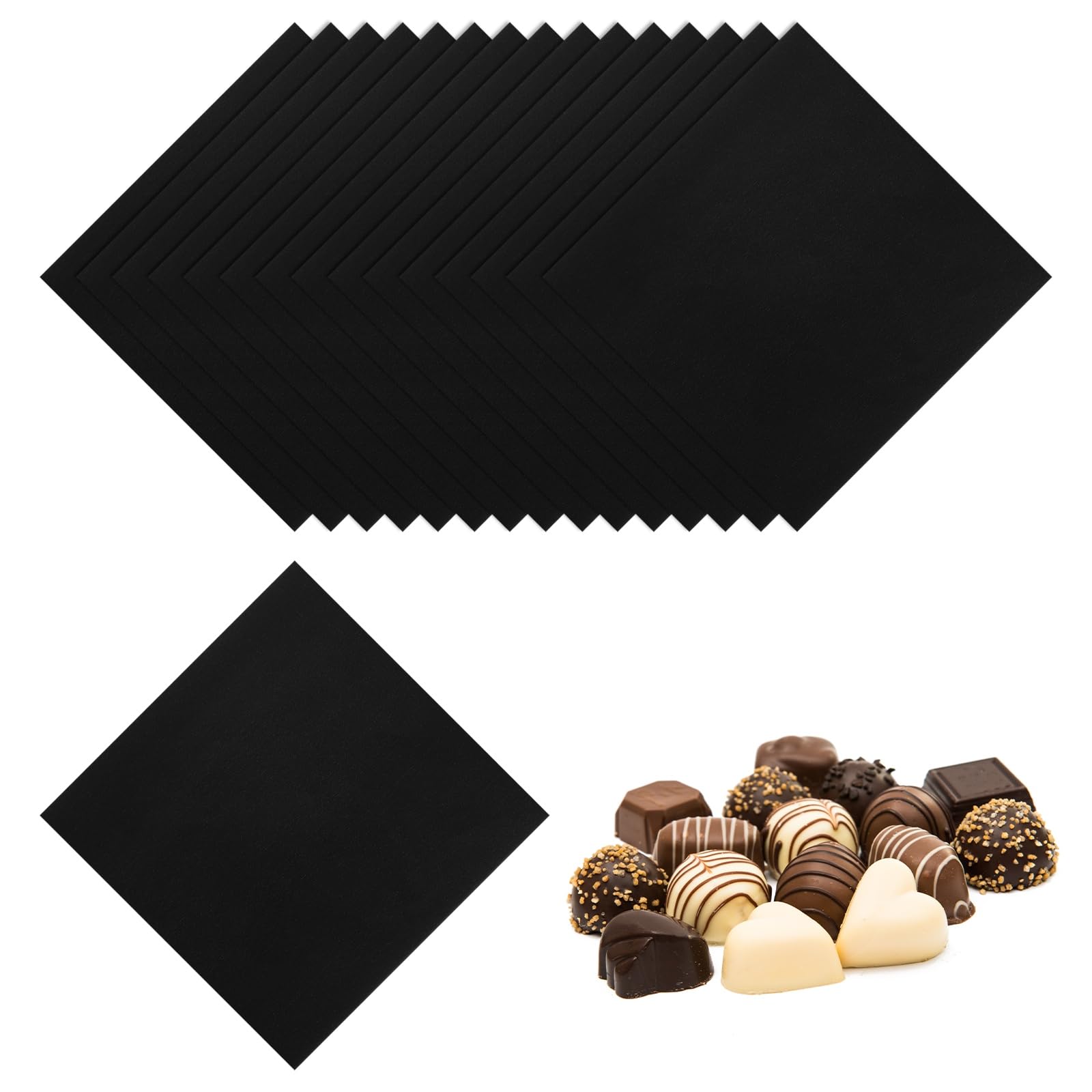 Feuille aluminium chocolat haut de gamme noir 20 cm pour écrin bonbon