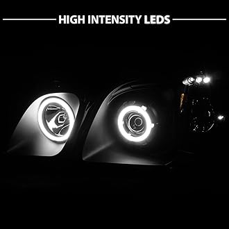 AmeriLite Black Projector Headlights Ultra Bright LED Halo For Lexus LX470 - Passenger and Driver Side