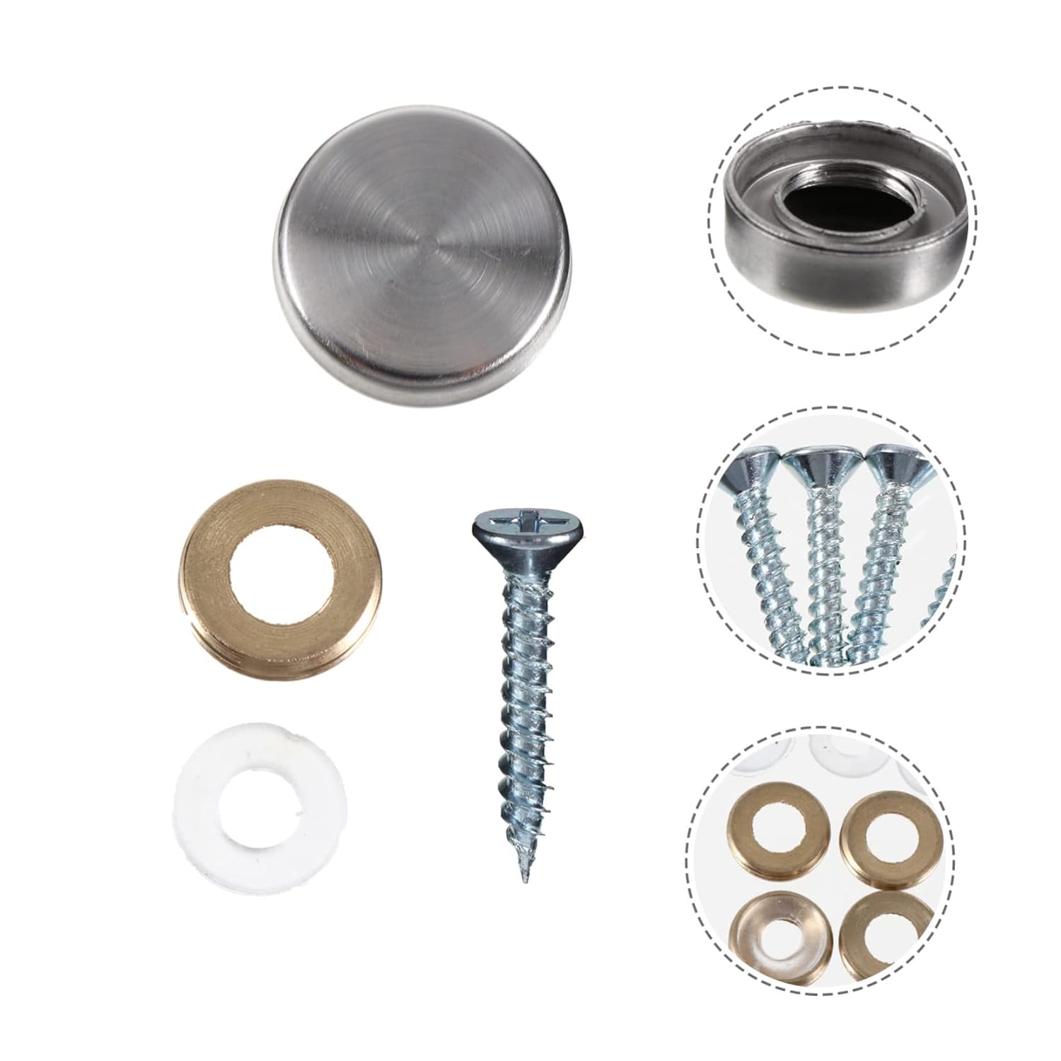 OUNONA 24pcs Stainless Steel Mirror Nails Advertising Nails Decorative Screw Caps Fixing Hardware Accessory