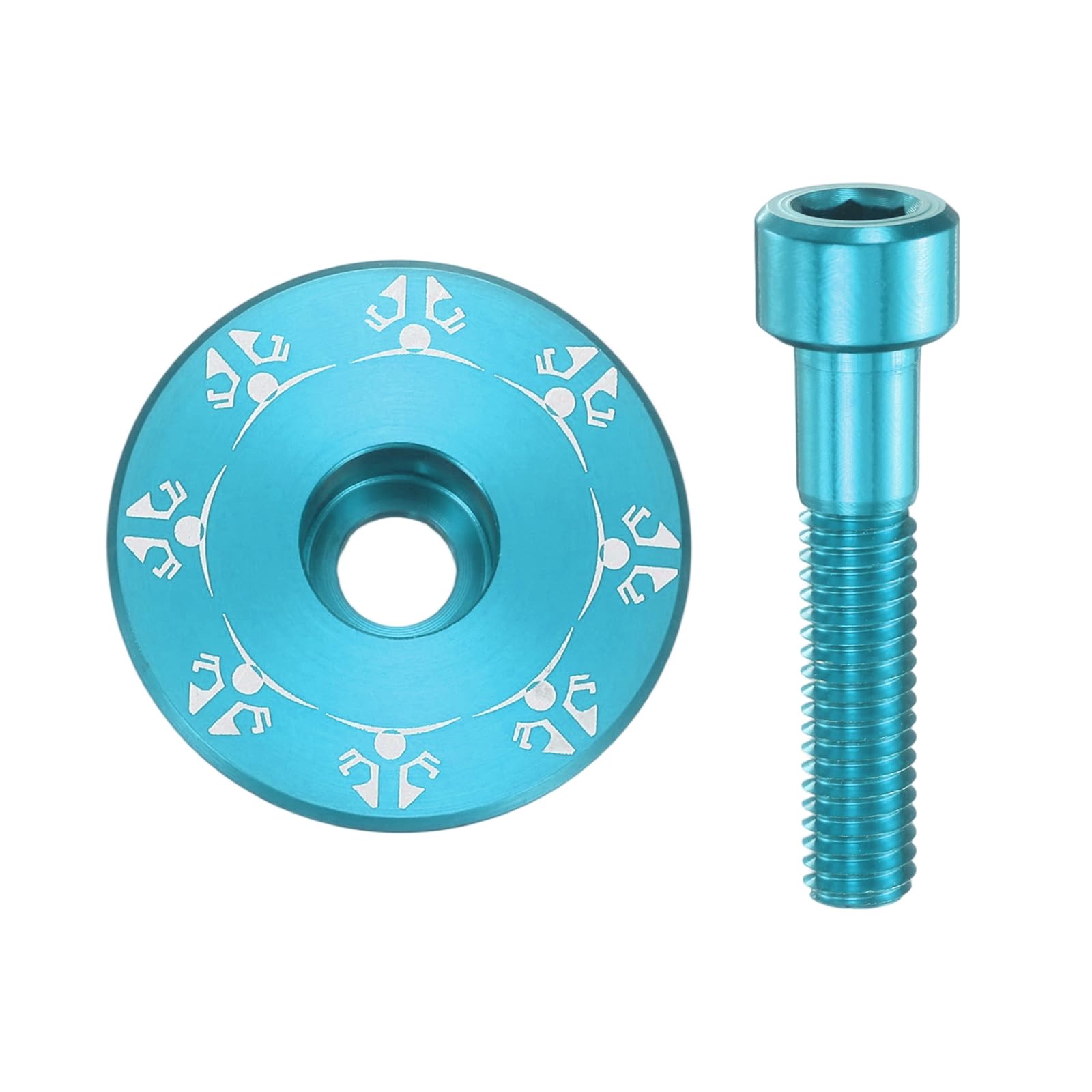sourcing map 2pcs Bicycle Headset Stem Top Cap 1-1/4" (31.8mm) OD Aluminum Alloy Cycling Headset Stem Cover Snowflake Pattern with M6 Bolt for Mountain Bike Road Bike MTB, Blue
