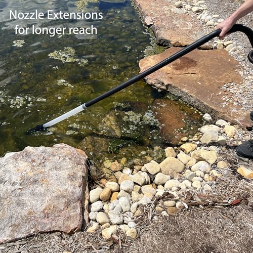 Half Off Ponds CleanSweep 1400 Pond Vacuum with a 13' Intake Suction Hose, 4 Extension Tubes, 3 Vacuum Nozzles, a 6.5 Foot Output Hose, and a Debris Collection Bag