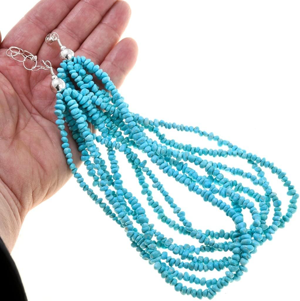 Genuine Sleeping Beauty Turquoise Beaded Necklace 7 Strands 1250