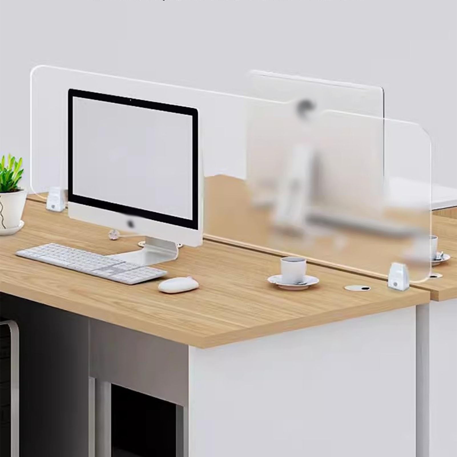 Pannello divisorio da scrivania in acrilico per la privacy, per la reception dell'ufficio, finitura opaca autoportante migliora la concentrazione e il comfort, soluzione ideale per lo spazio di lavoro