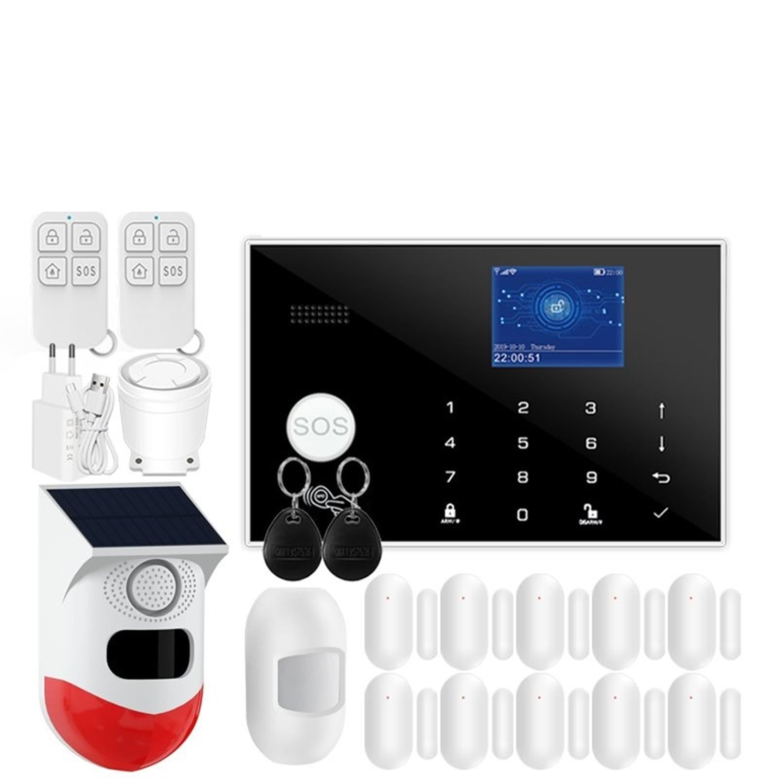 de Alarma Seguridad for el hogar 4G, Tuya, gsm, antirrobo, Control aplicación, Soporte Trabajo, Sensor inalámbrico y cableado 433MHz(Set 1)