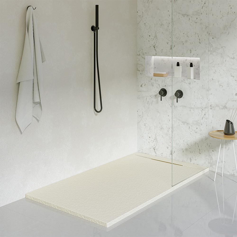 KOES - Plato de Ducha de Resina Modelo Liena – 100x180 – Crema RAL 1013