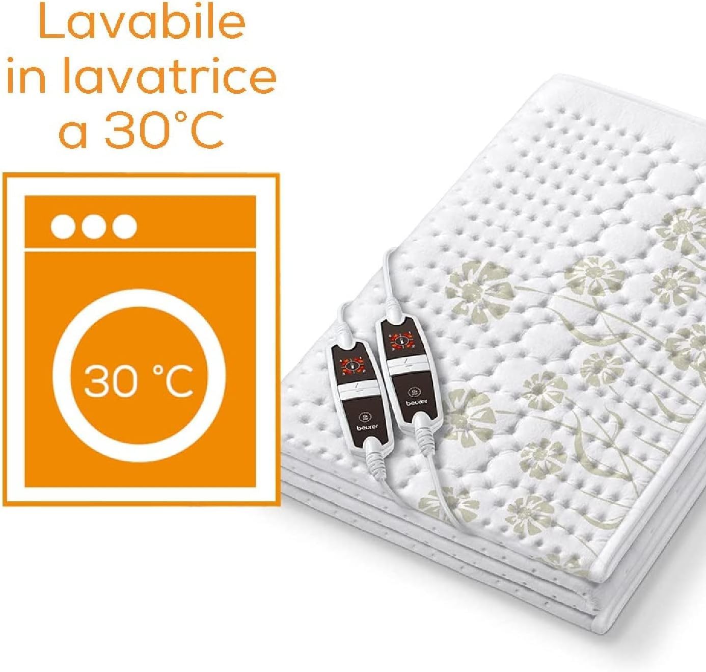 Beurer UB 68 XXL, Coprimaterasso Termico Doppio, Scaldaletto Matrimoniale Per 2 Persone, con 2 Interruttori e 4 livelli di Temperatura ciascuno, 150 X 160 Cm, Bianco, lavabile a 30°C