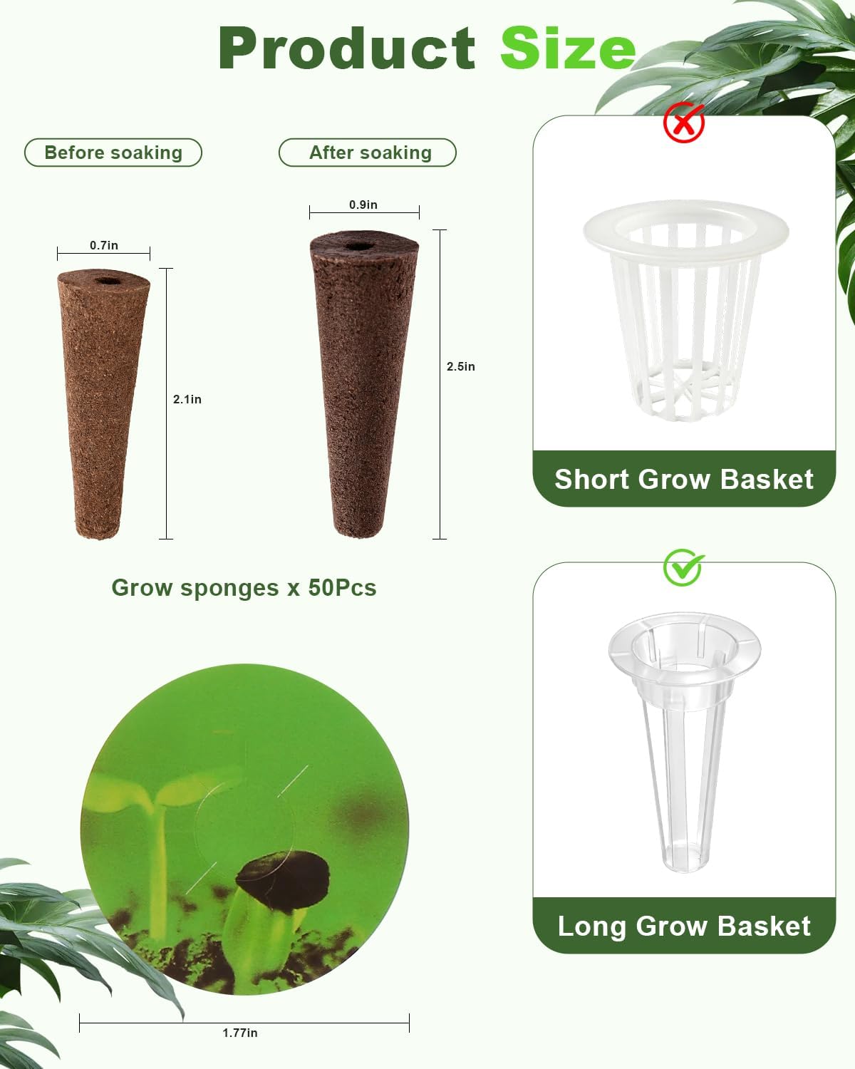 100pcs Hydroponic Pods Kit Compatible with AeroGarden, idoo, Ahopegarden, Gardencube with 50 Grow Sponges; 50 Pods Lable, Highly Breathable - Indoor Garden Kit Supplies for Most Brands