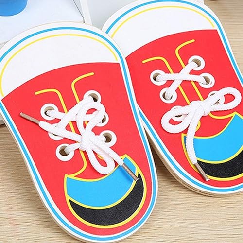 Miniatura 5 de Aprender a atar tus propios zapatos de madera para enhebrar zapatos de cordones Kits de aprendizaje temprano para niños  Zapatos de cordones de