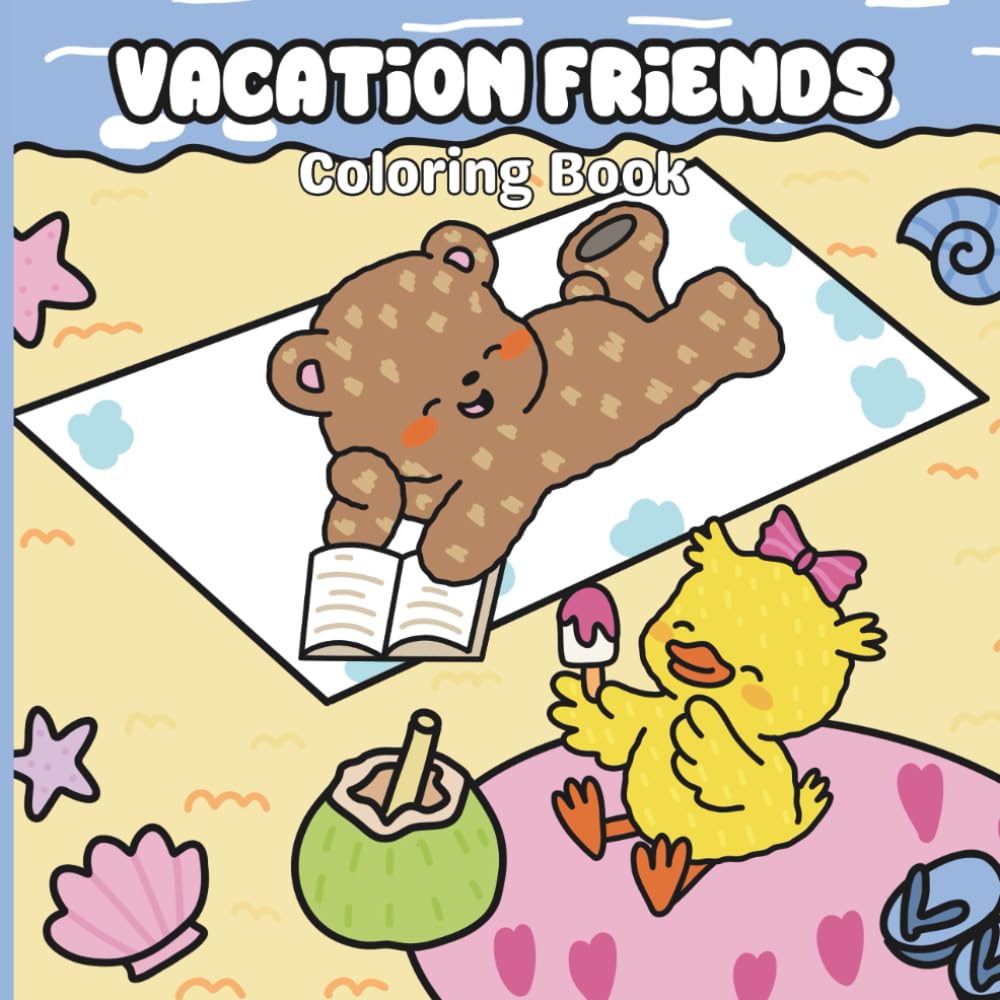 Vacation Friends Coloring Book: Cute Animal Adventures for Creative Vacation Coloring