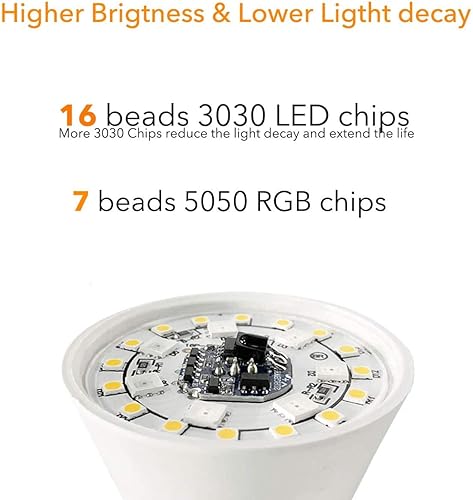 Miniatura 6 de ILC Bombilla LED equivalente a 85 W, bombillas que cambian de color, 2700 K, blanco cálido, control remoto RGB 6 modos, temporizador,