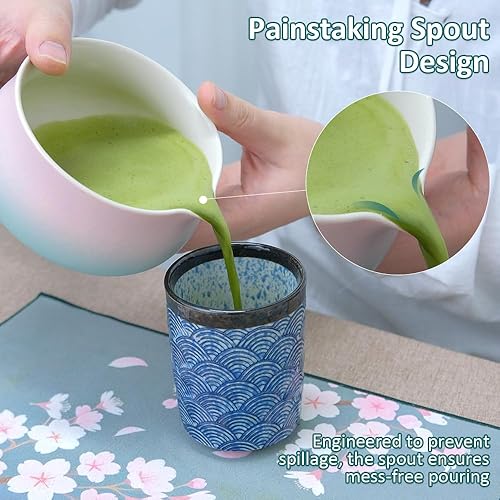 Miniatura 5 de Joyscale Juego de batidor de matcha, juego de batidor y cuenco, juego de 8 piezas de juego de matcha (diseño de montañas distantes), 18 onzas, juego