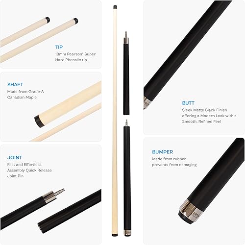 Miniatura 3 de PEARSON Taco Jump Break  Taco de piscina de arce canadiense de 58 pulgadas de 2 piezas para adultos y niños con junta de liberación rápida, eje de