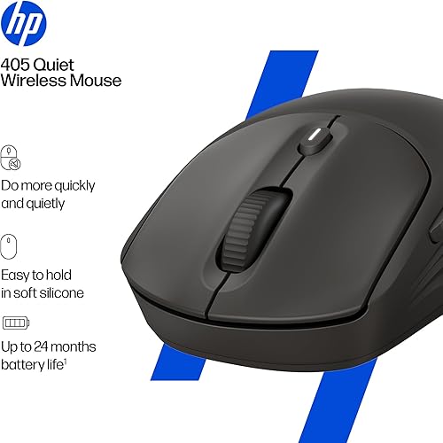 Miniatura 4 de HP Ratón inalámbrico silencioso 400, Bluetooth dual y 2.4 GHz, silicona suave, clics silenciosos, rueda Microsoft, batería de 24 meses, 6000 DPI,