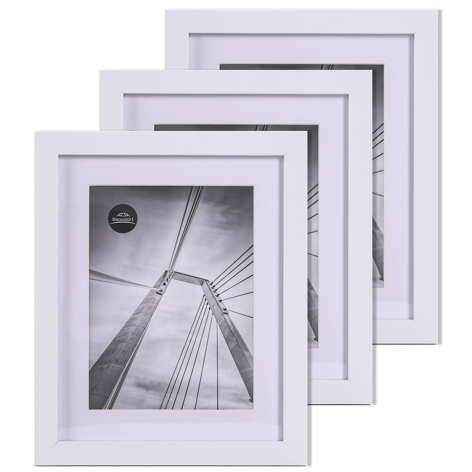 lincoolart bilderrahmen A4 weiße Holz Fotorahmen,MDF DIN A4 Rahmen mit leinebruchsicheres Acrylglas