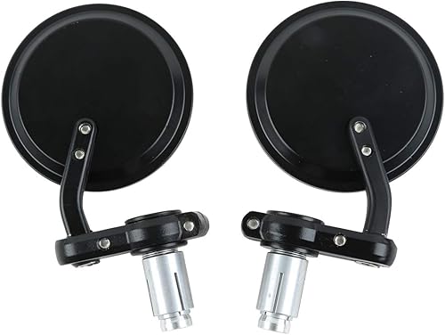 Miniatura 2 de TCT-MOTORPARTS Espejos de extremo de barra de mango redondo de 3 "negro de 78 pulgadas, aptos para Cafe Racer Bobber Bike Honda GROM MSX125