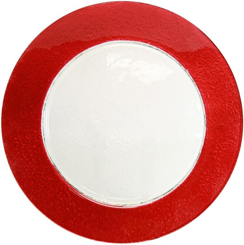 10 Strawberry Street Colored Rim 13" Glass Charger Plate, Set of 6, Red