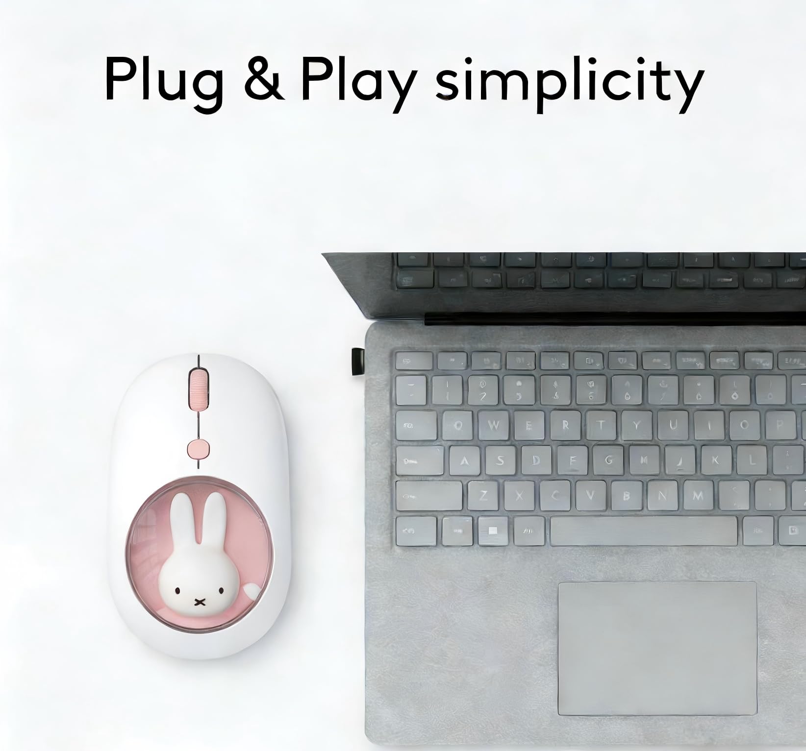 MiPow x Miffy Ratón inalámbrico Bluetooth, pequeño ratón portátil, adecuado para portátiles, tabletas, etc., seguimiento sin problemas, compatible con PC y Mac, Windows y macOS, rosa - regalos de