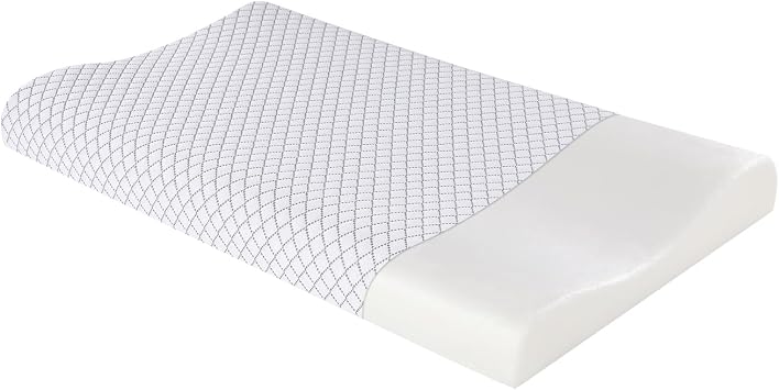SUQ I OME Slim Sleeper-Ultra Thin Memory Foam Pillow for Sleeping,Thin & Low Cervical Profile,Ultra Firm, for Neck Pain,Stomacher, Back and Side Sleeper ,  White, 23.6x13.7x2.4/1.9 inch