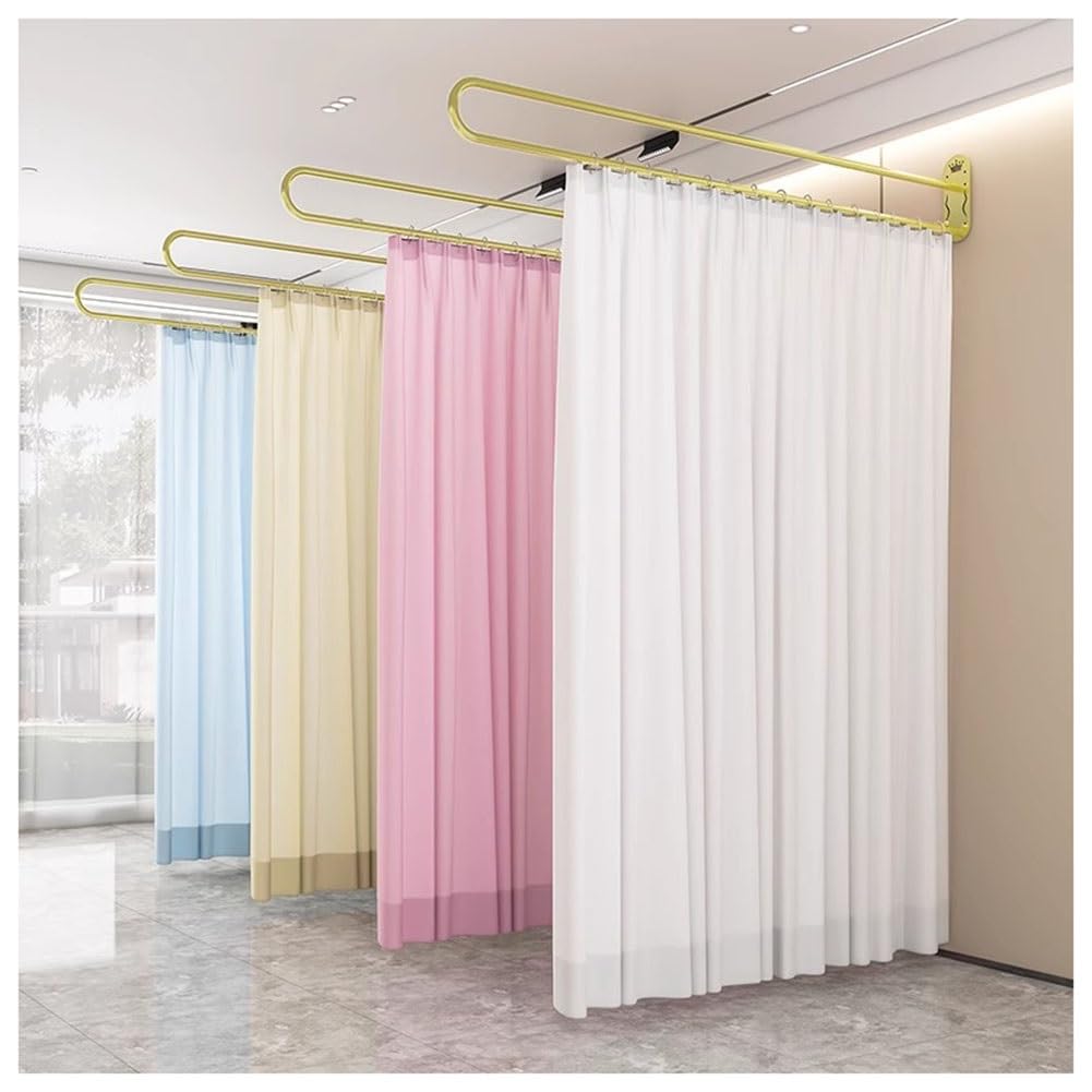 NZPOST Raumteilervorhänge und Wandmontageschiene, Sichtschutzvorhang für Schule, Gemeinschaftsbüro, Schönheitssalon (weiß 230 cm)