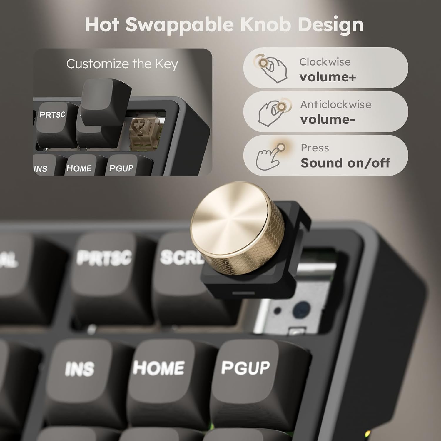 RK ROYAL KLUDGE R87 Pro Wired Mechanical Keyboard with Hot Swappable Knob 75% Creamy Gaming Keyboard 88 Keys TKL Gasket Mounted RGB Backlit with QMK/VIA, MDA Profile, Linear Creamy Switch, Black - Image 2