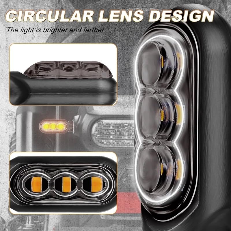 Faro Posteriore Stop Running Indicatori di direzione per moto da 10 mm, 3 LED, indicatori, lenti lampeggianti, 12 V, per cross, fuoristrada, ATV