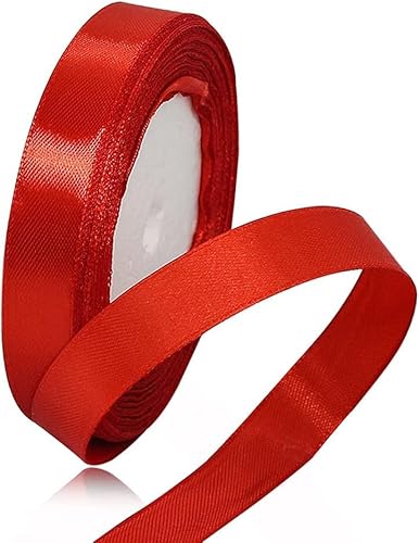 C.X.Y. Nastro Doppio Raso per confezioni Regalo Creazione fai da te, lunghezza 25 yard (ROSSO, 2CM)