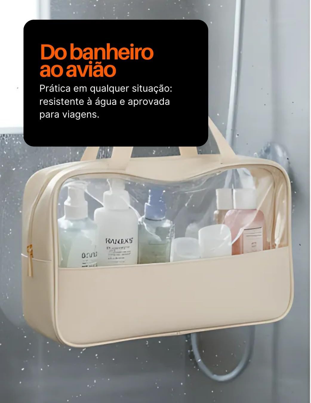 Kit Necessaire Transparente 3 em 1 Bolsa de Viagem para Maquiagem e Higiene Pessoal Unissex – Grande Capacidade, Organizador em PVC Impermeável, Ideal para Academia, Mala, Mala de Mão (Rosa)