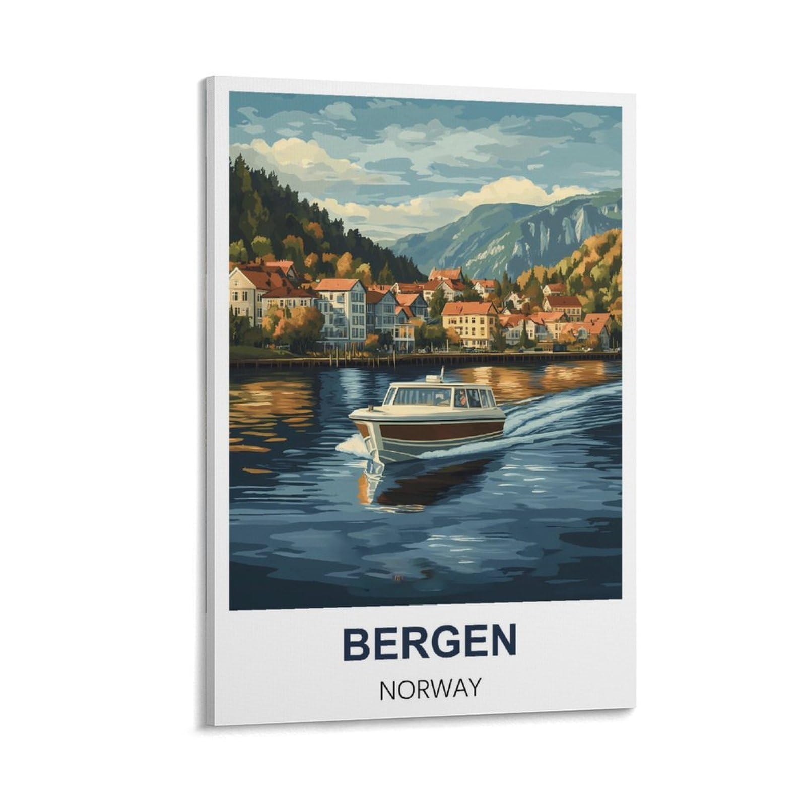HSAYYIII Bergen Norway Vintage Travel Poster 16x24inch(40x60cm) Canvas Art Poster And Wall Art Picture Print Bedroom Decor