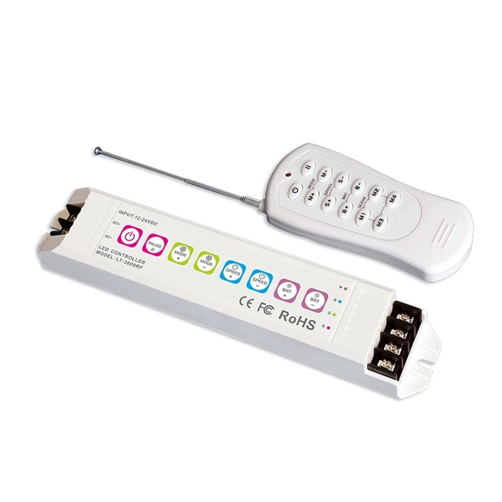 Controlador de tira de luz LED RGB de 12V 24V y regulador de intensidad de 3 canales