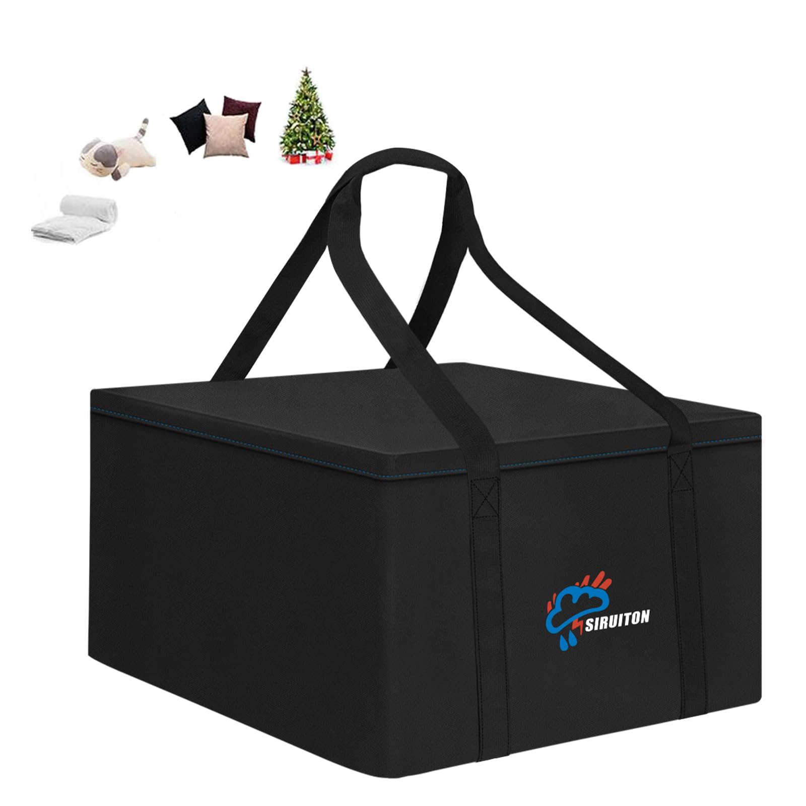 SIRUITON Sacca per cuscini da giardino 81x81x61cm Tessuto Oxford 600D impermeabile Anti-UV con maniglia e cerniera