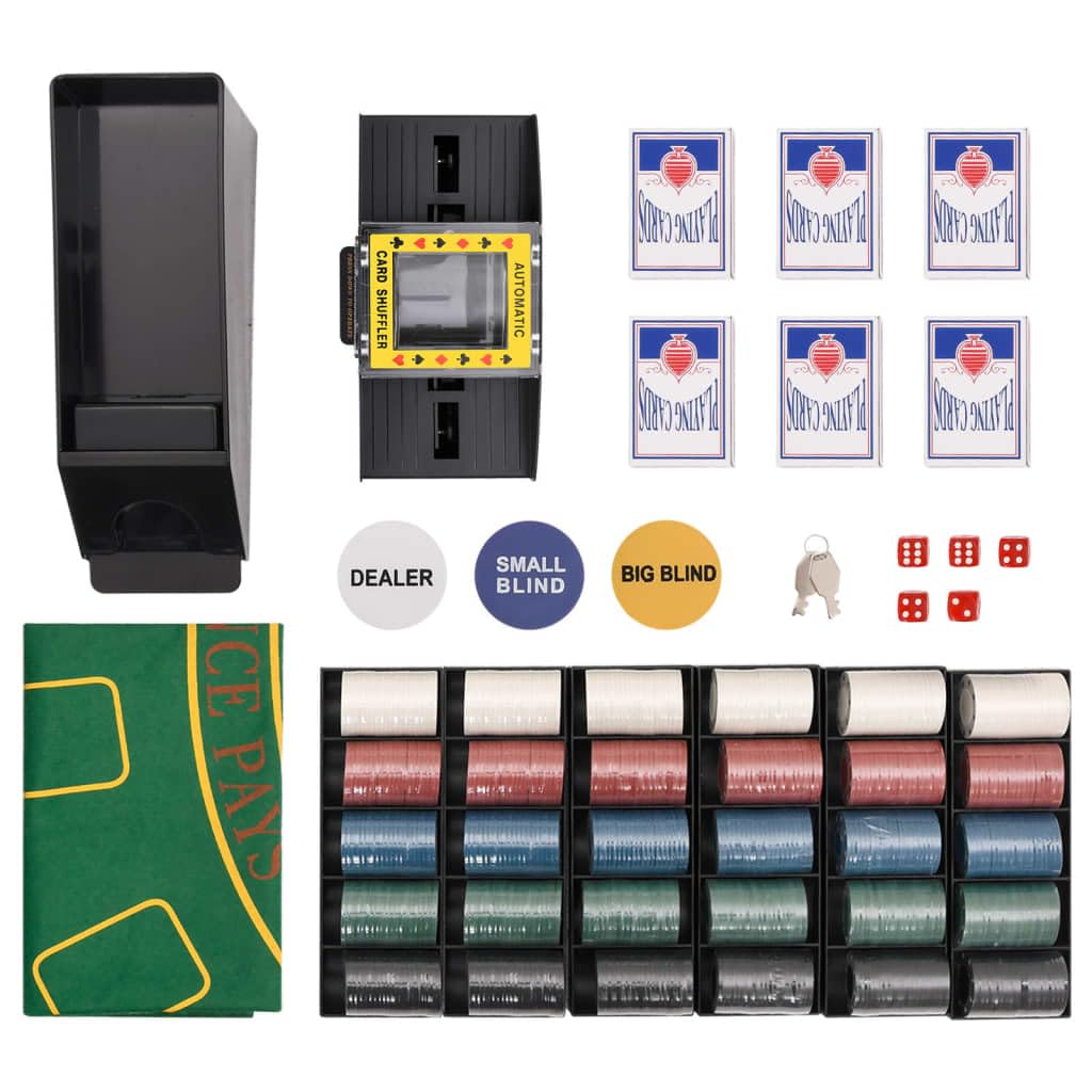 Zestaw żetonów do pokera 600 szt. 4 g z aluminiową walizką, automatyczny mikser kart, but na karty, mata do gry, kostka, guzik do gry w kasynie, Texas Holdem Black Jack Roulette Party Wieczór