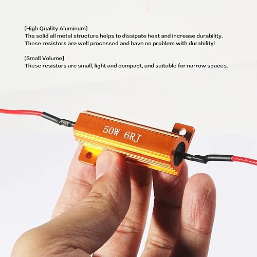 Miniatura 4 de 4 resistencias de carga, resistencia de señal de giro LED adaptador intermitente con cable y clip, resistencia de carga LED de 50 W 6 ohmios, kit de