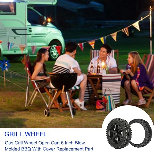 Miniatura 7 de Faddare G206-0025-W1 Piezas de repuesto de ruedas de parrilla de 6 pulgadas con cubierta, 2 piezas de repuesto de ruedas moldeadas por soplado para