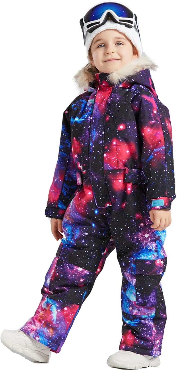 Kids Girls Boys Waterproof Colorful One Piece Snowsuits Coveralls Ski Suits Jackets Winter Jumpsuits Star 12-14 Years