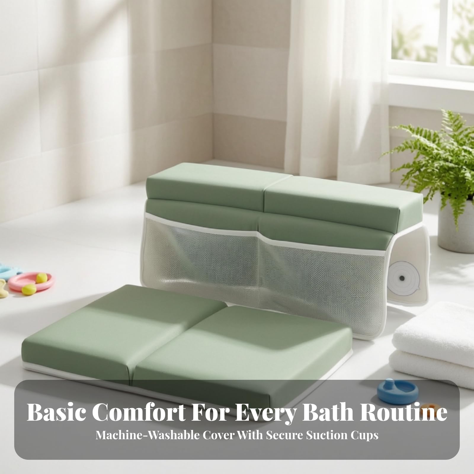 Inginocchiatoio da Bagno Stabile, Azzurro Chiaro – Modello Con Tasca Standard E 4 Ventose