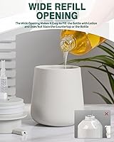 Vista 4 de Bosilunlife Soap Dispenser Bathroom - Grey Ceramic Soap Dispenser Lotion Hand Pump Dish Soap Bottle for Kitchen 12oz Refillable Liquid Hand Wash