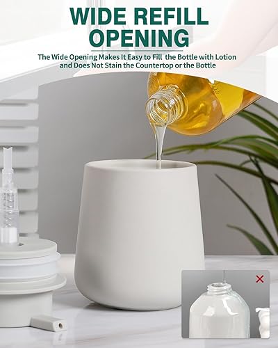 Miniatura 4 de Bosilunlife Dispensador de jabón para baño, dispensador de jabón de cerámica gris, loción, bomba de mano, botella de jabón para cocina, dispensador