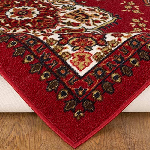 Antep Rugs Alfombras Oriental Traditional 5X7 Non-Skid (Non-Slip) Low Profile Pile Rubber Backing Indoor Area Rugs (Maroon thumb #4