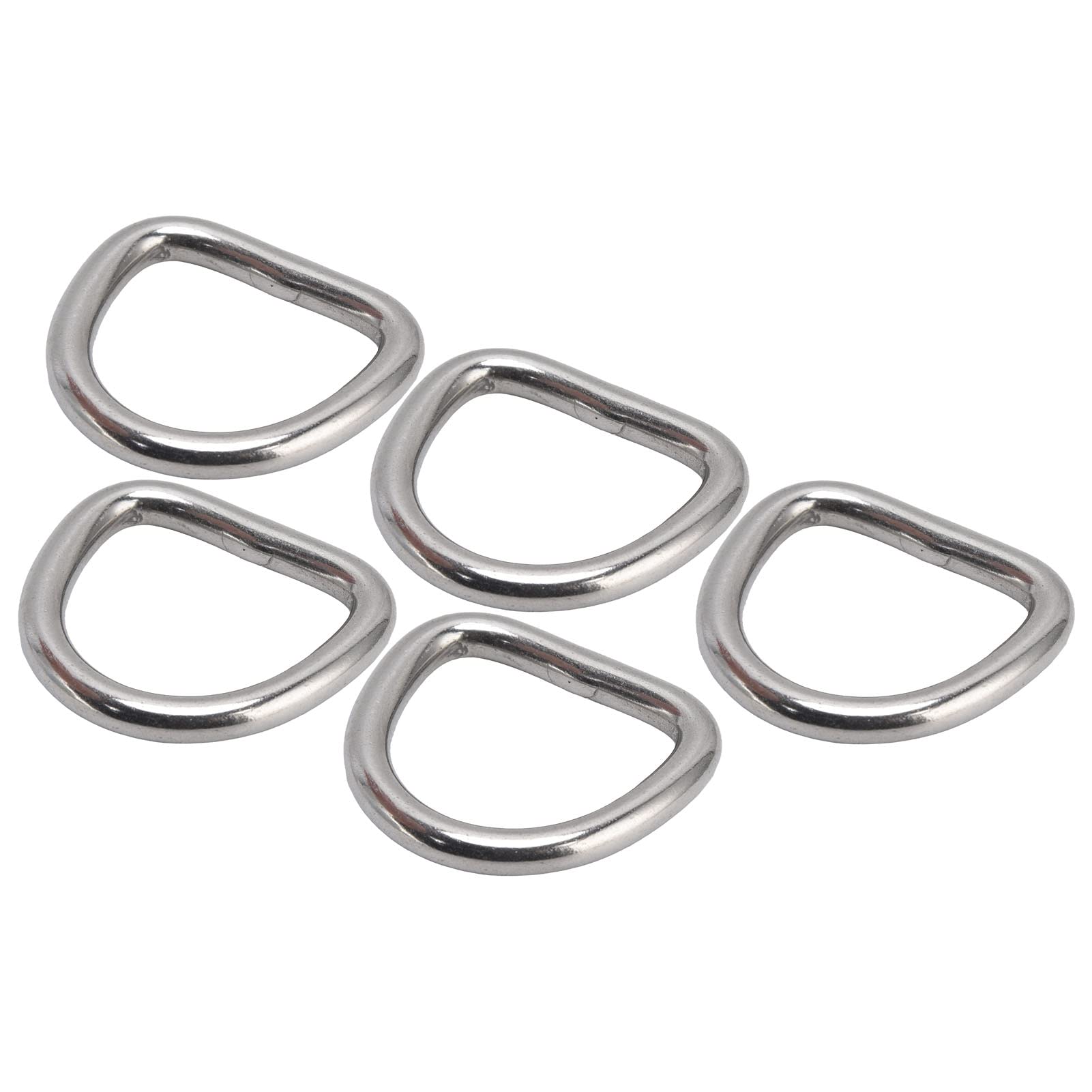 5Pcs 316 Stainless Steel Welded D Rings Glossy Rustproof Hardware for Rigging Anchoring Fixed Tarpaulins Marine and industrial hardware