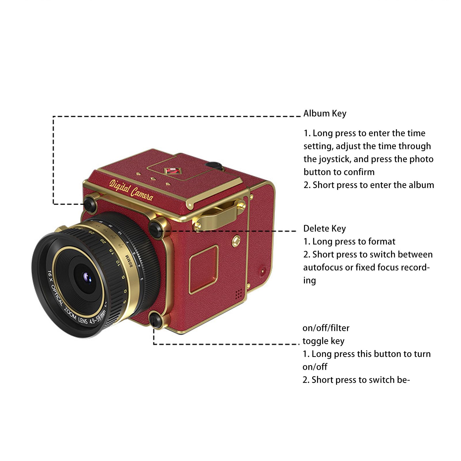Jiawu Câmera Digital Vintage, Câmera Retro Aponte e Dispare 2,7K