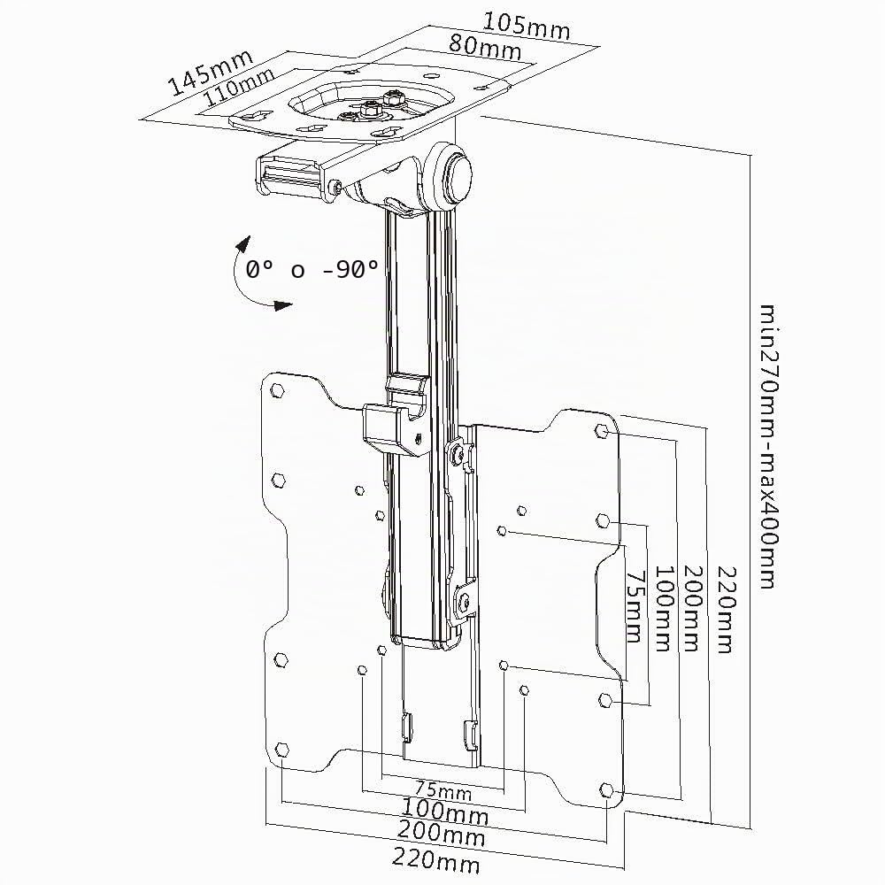 My Wall HL12WL - Supporto per TV salvaspazio e salvaspazio, per montaggio nell'armadio, supporto TV per soffitto e inclinato