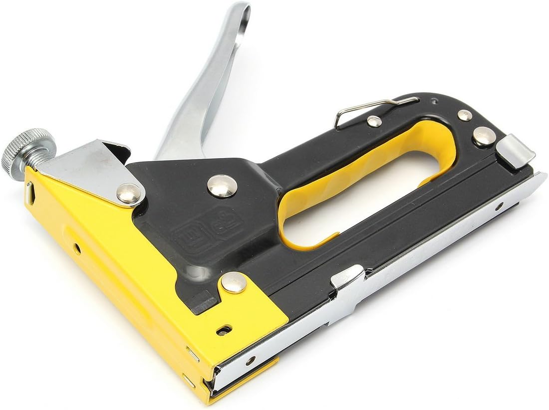 Heavy Duty 3 Way Hand Tacker Staple Rapid Gun U/T/M Nails Upholstery Stapler with 1000PCs Pin Stapler Gun Home Decor Carpentry Tools (Random Color)
