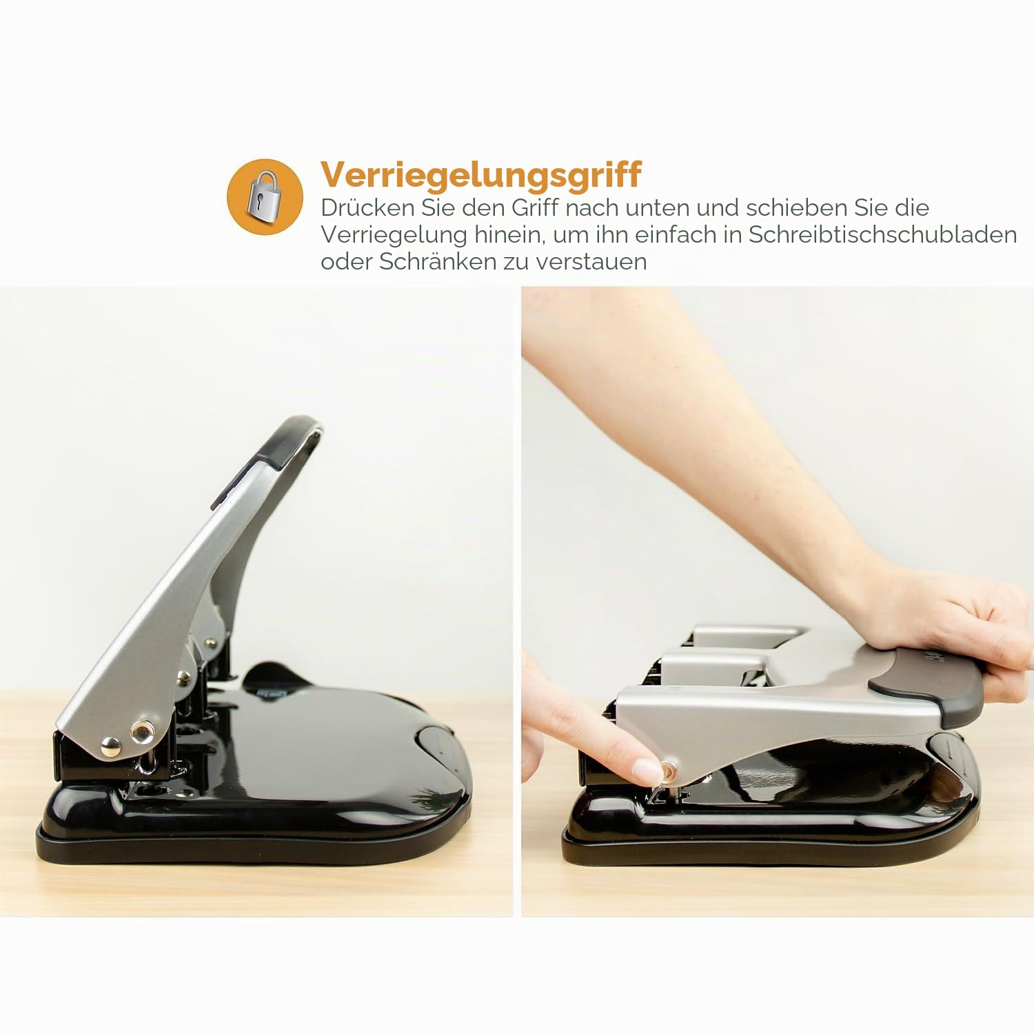 Bostitch Office robuste 3-Lochstanze EZ Squeeze, 40 Blatt Kapazität, weniger Kraft, perfekt für Zuhause, Büro, Schule, schlankes Design, Silber