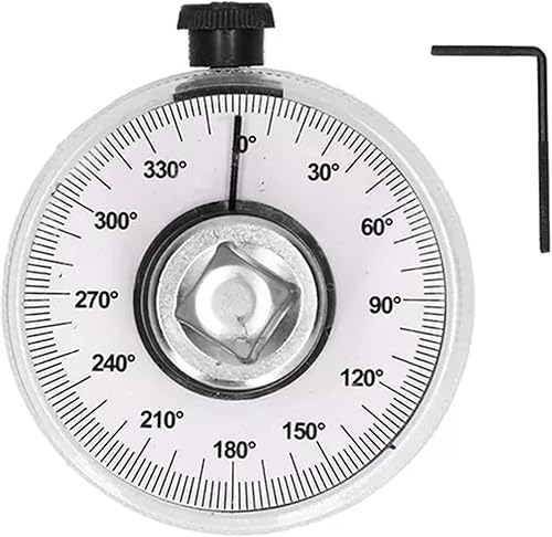 Miniatura 5 de Tyenaza Medidor de ángulo de 12 pulgada, herramienta de medidor de ángulo de llave dinamométrica de accionamiento, medidor de ángulo de 360 grados,