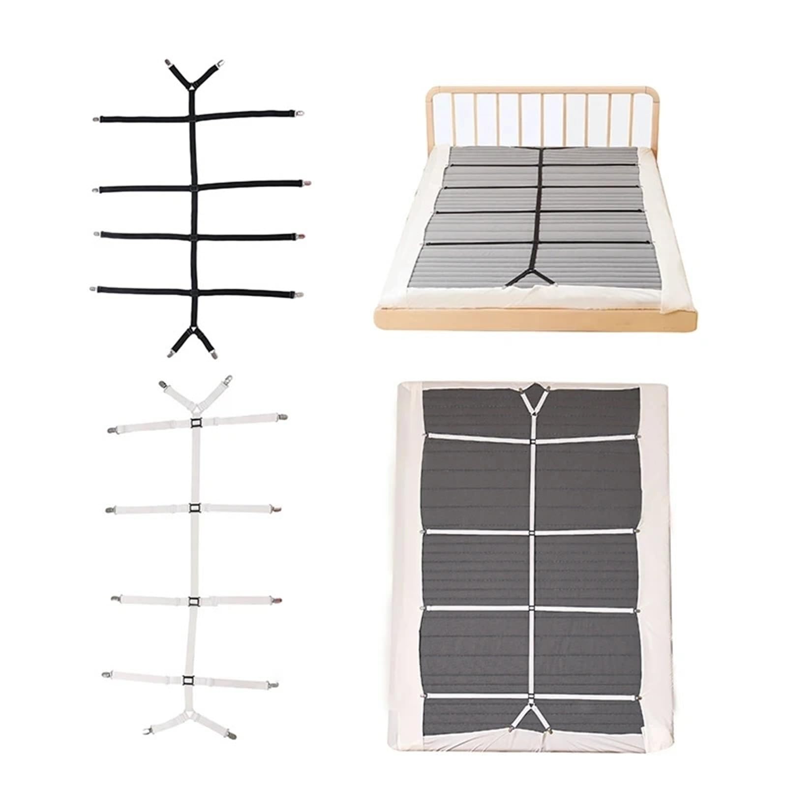 Gbrcen Mattress Straps 2PCS Elastic Bed Sheet Grippers Belt Fastener Non-Slip Strap Mattress Clip Fasteners Cover Blankets Grippers Organize Gadget for Bedding(Black)