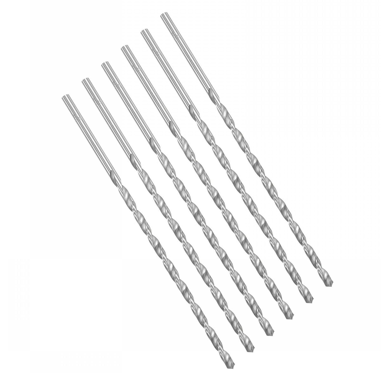 ROWORKX 6Pcs 5mm x 200mm Extra Long HSS Twist Drill Bits - Straight Shank Spiral Drill Bits for Wood, Metal, Aluminium, Plastic