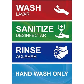 Amazon.com: Wash, Rinse, Sanitize Sink Labels - Ideal for 3 Compartment ...