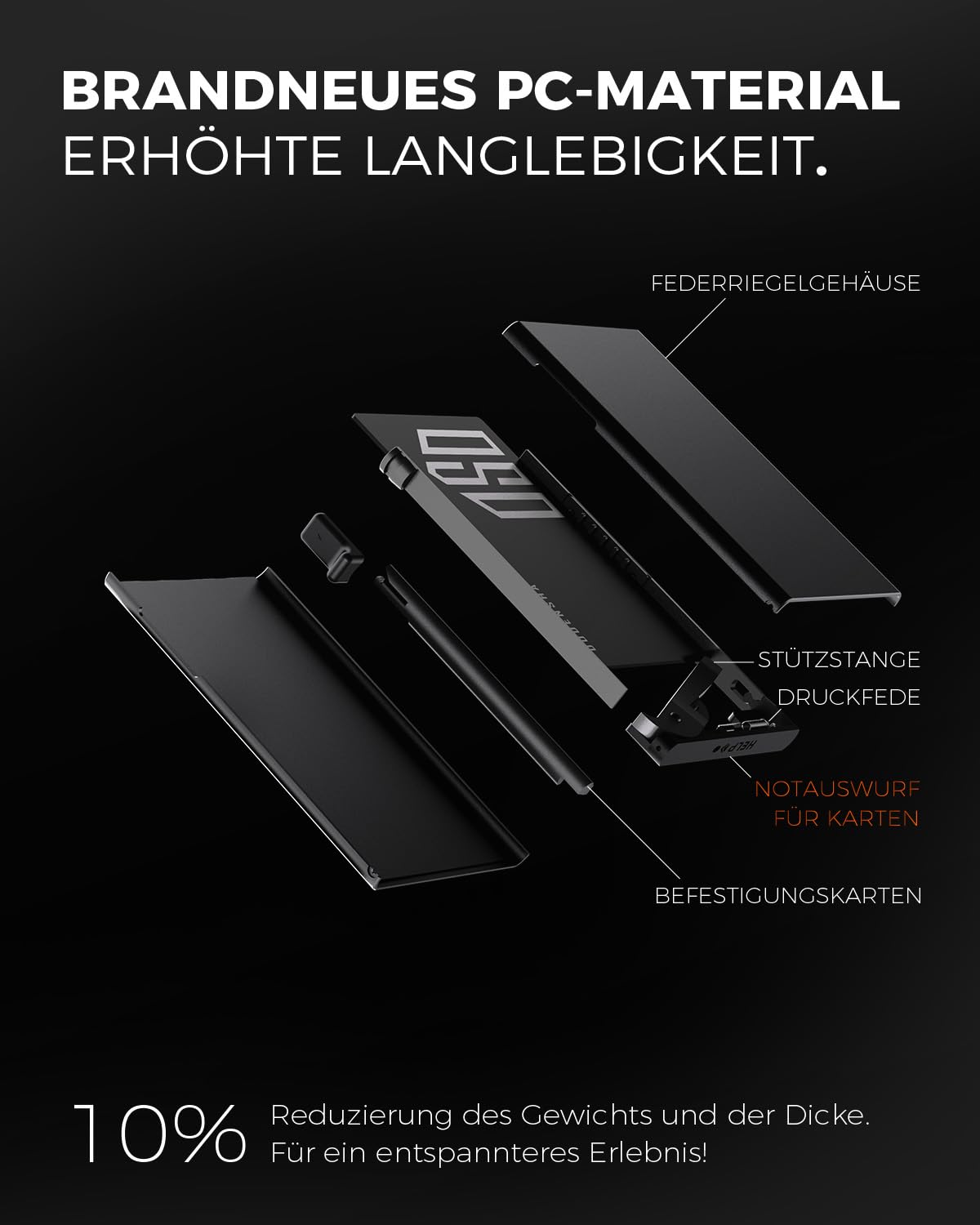 DODENSHA Kreditkartenetui geldbörse Herren RFID-Kreditkartenetui mit Münzfach, automatisches Pop-up-Kartenetui aus Aluminium für 8-10 Karten, Ausweisfenster | Carbon
