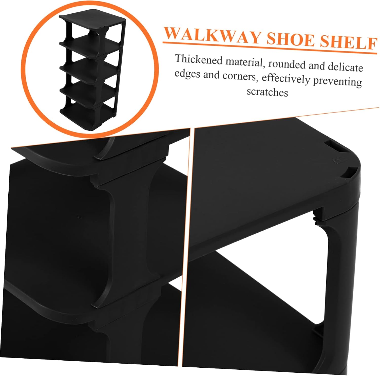 Space Saving Plastic Shoe Organizer Rack Multi Layer Sturdy Storage Shelf for Shoes and Items DIY Stackable Holder for Entryway and Closet Black