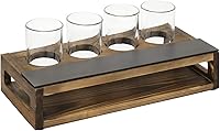 Vista 7 de MyGift Juego de regalo de vidrio de cerveza rústico quemado de madera maciza con 4 vasos de cerveza de degustación y bandeja para servir